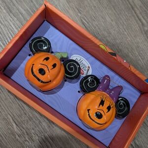 Halloween Pumpkin Mickey & Minnie Ornament Pair